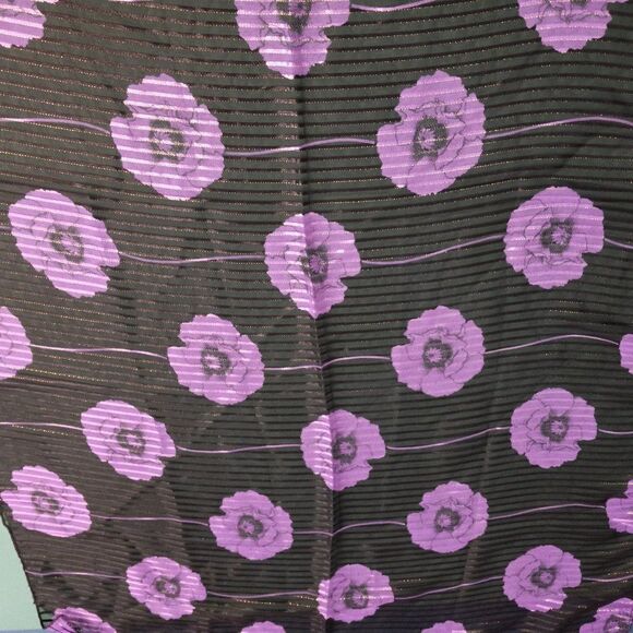 Purple Poppy Silk Feel Polyester Scarf Cottegacore Granny Chic Countrycore - Picture 6 of 6